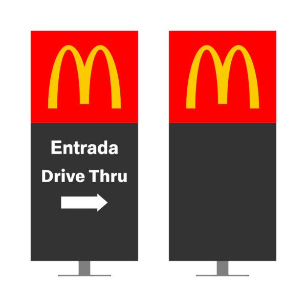 DIRECIONAL MODELO GA ILUMINADO - FACE 1: ENTRADA SEM SETA DRIVE THRU SETA DIREITA / FACE 2: SEM TEXTO