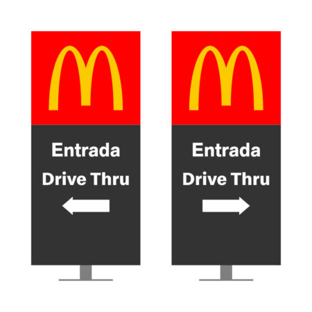 DIRECIONAL MODELO GA ILUMINADO - FACE 1: ENTRADA SEM SETA DRIVE THRU SETA ESQUERDA  / FACE 2: SEM TEXTO