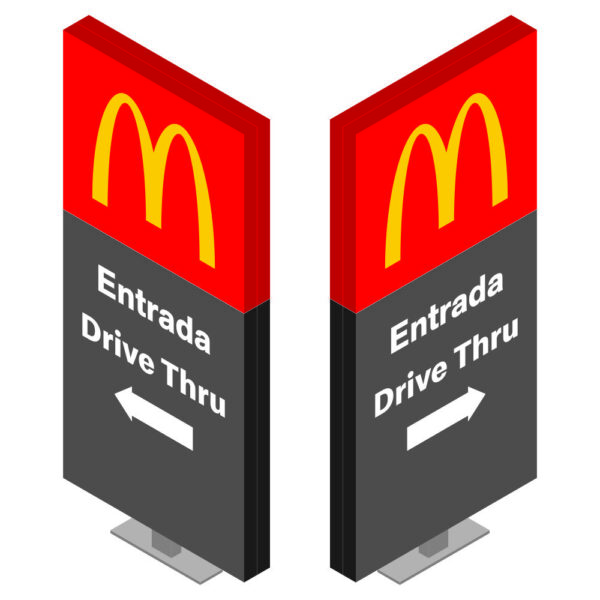 DIRECIONAL MODELO GA ILUMINADO - FACE 1: ENTRADA SEM SETA DRIVE THRU SETA ESQUERDA / FACE 2: SEM TEXTO