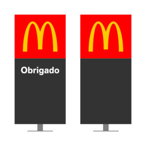 DIRECIONAL MODELO GA ILUMINADO - FACE 1: OBRIGADO / FACE 2: SEM TEXTO
