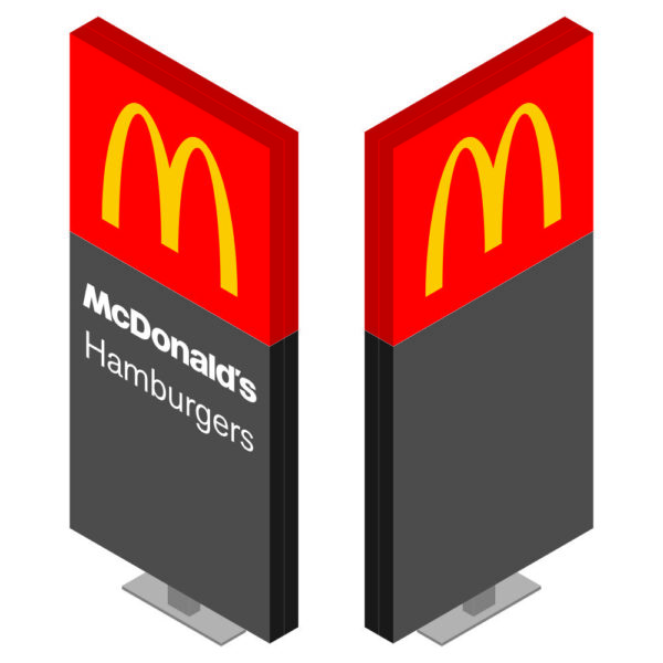 DIRECIONAL MODELO GA ILUMINADO - FACE 1: MC DONALDS HAMBURGERS / FACE 2: SEM TEXTO