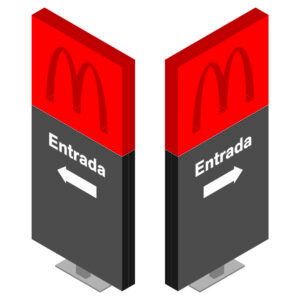 DIRECIONAL MODELO GA VAZADO - FACE 1: ENTRADA SETA ESQUERDA / FACE 2: ENTRADA SETA DIREITA