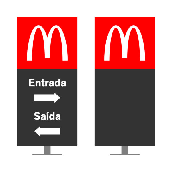 DIRECIONAL MODELO GA VAZADO - FACE 1: ENTRADA SETA DIREITA SAÍDA SETA ESQUERDA / FACE 2: SEM TEXTO