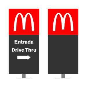 DIRECIONAL MODELO GA VAZADO - FACE 1: ENTRADA SEM SETA DRIVE THRU SETA DIREITA / FACE 2: SEM TEXTO