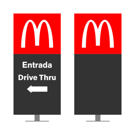 DIRECIONAL MODELO GA VAZADO - FACE 1: ENTRADA SEM SETA DRIVE THRU SETA ESQUERDA / FACE 2: SEM TEXTO