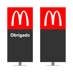 DIRECIONAL MODELO GA VAZADO - FACE 1: OBRIGADO / FACE 2: SEM TEXTO