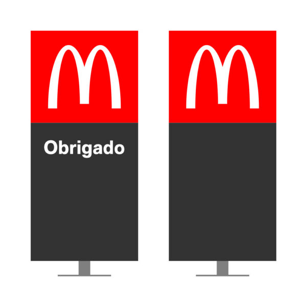 DIRECIONAL MODELO GA VAZADO - FACE 1: OBRIGADO / FACE 2: SEM TEXTO