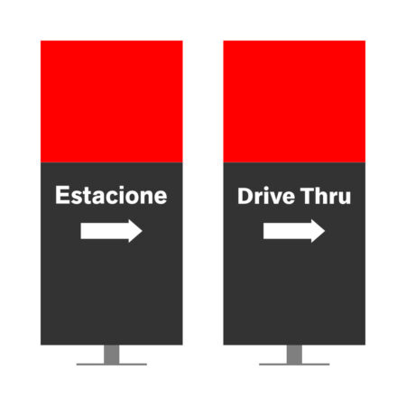 DIRECIONAL MODELO SEM GA - FACE 1: ESTACIONE SETA DIREITA / FACE 2: DRIVE THRU SETA DIREITA