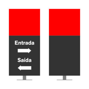 DIRECIONAL MODELO SEM GA - FACE 1: ENTRADA SETA DIREITA SAÍDA SETA ESQUERDA / FACE 2: SEM TEXTO