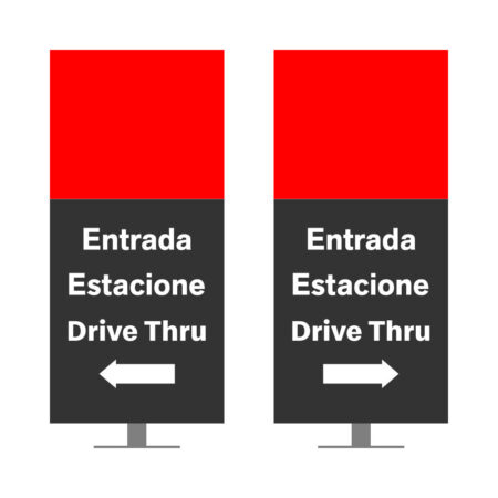 DIRECIONAL MODELO SEM GA - FACE 1:ENTRADA ESTACIONE DRIVE THRU SETA ESQUERDA / FACE 2: ENTRADA ESTACIONE DRIVE THRU SETA DIREITA