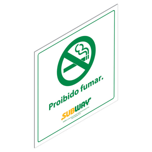 PLACA SUBWAY - "PROIBIDO FUMAR"